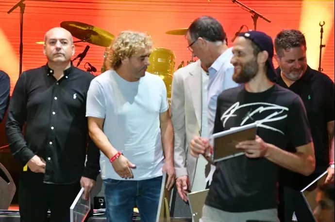 עמוס מנסדורף, דורון שפר, עודד מכנס, ראובן עטר, איל ברקוביץ', טקס הכתרת 75 הספורטאים האהובים של ישראל