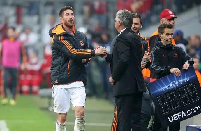 קרלו אנצ'לוטי לצד סרחיו ראמוס ריאל מדריד