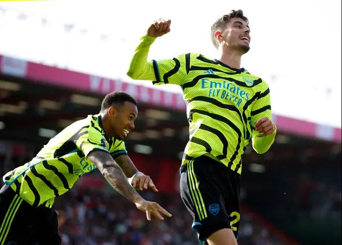 קאי האברץ שחקן ארסנל חוגג שער בכורה