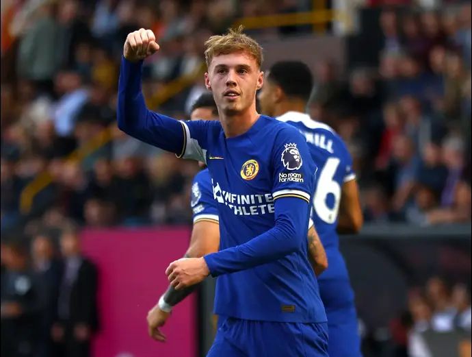 קול פאלמר שחקן צ'לסי חוגג שער