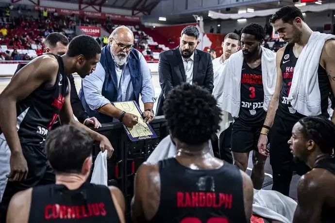 אלכסנדר דז'יקיץ' מאמן הפועל ירושלים עם שחקניו