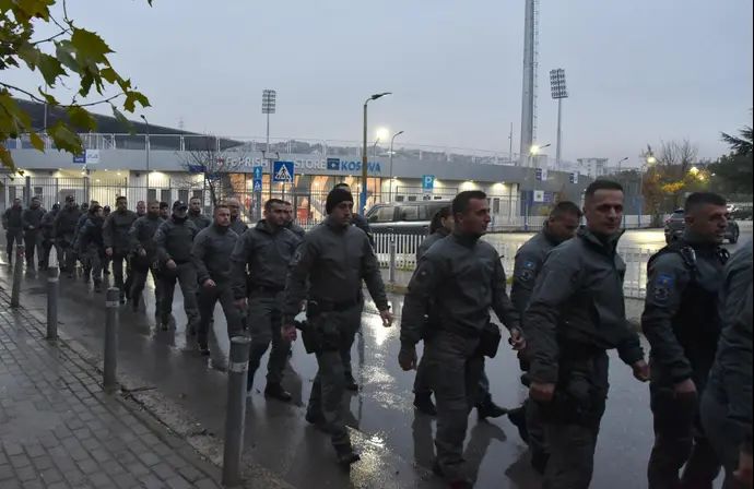 משטרת קוסובו נערכת למשחק של קוסובו נגד ישראל בפרישטינה