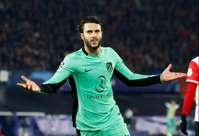 מריו הרמוסו שחקן אתלטיקו מדריד חוגג שער