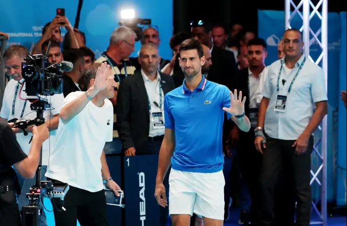 נובאק דג'וקוביץ' עם יוני ארליך, טורניר ווטרג'ן, ATP תל אביב