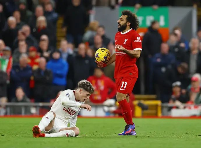 שחקן ליברפול מוחמד סלאח מול שחקן מנצ'סטר יונייטד אלחנדרו גרנאצ'ו