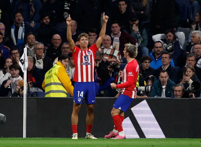 Marcos Llorente, joueur de l'Atletico Madrid, célèbre un but