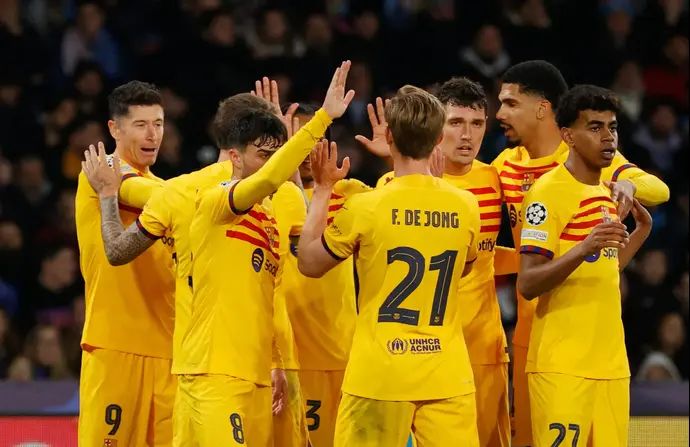 שחקני ברצלונה חוגגים