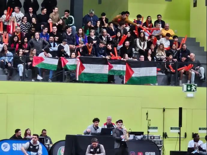 דגלי פלסטין במשחקה של נבחרת ישראל נגד פורטוגל