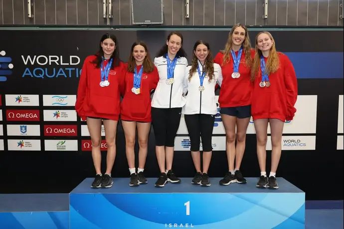 הפודיום בדואט הטכני בשחייה אומנותית