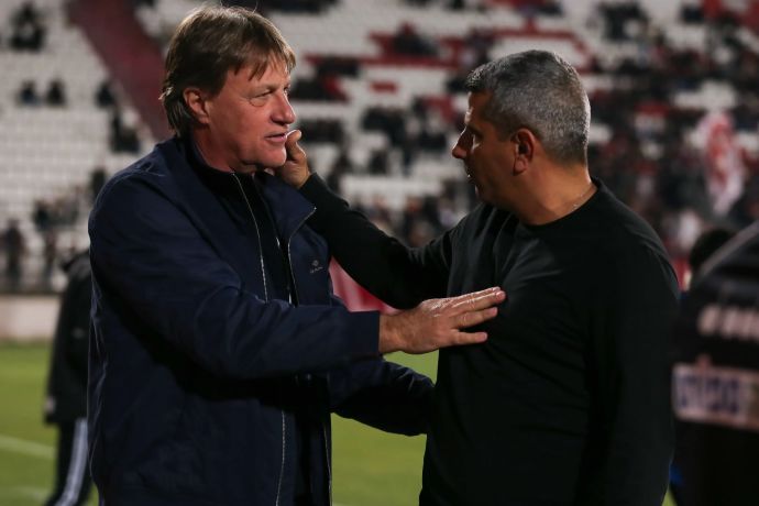 שרון מימר מאמן מכבי בני ריינה עם סלובודן דראפיץ' מאמן בני סכנין