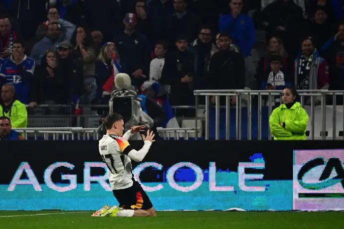 פלוריאן וירץ שחקן נבחרת גרמניה חוגג שער