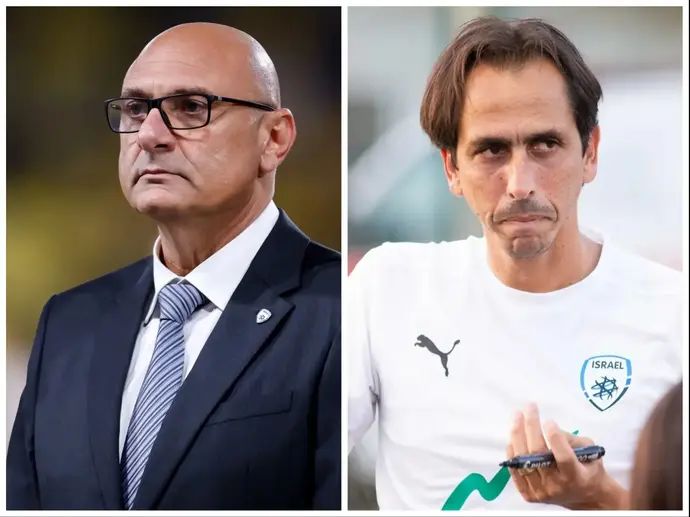 שינו זוארץ, יו"ר ההתאחדות לכדורגל, לצד המנהל המקצועי לשעבר יוסי בניון