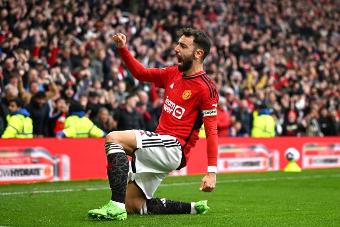 ברונו פרננדש שחקן מנצ'סטר יונייטד חוגג שער