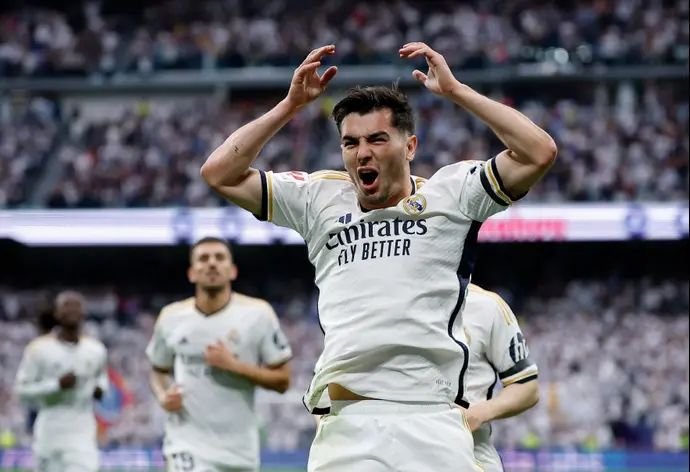 ברהים דיאס שחקן ריאל מדריד חוגג שער