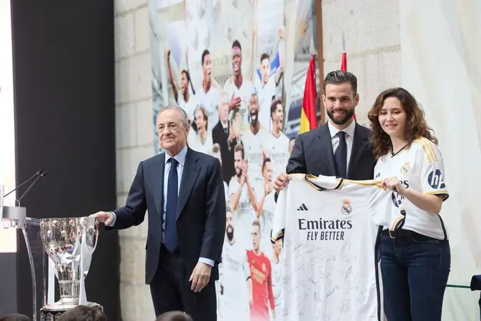 נאצ'ו, פלורנטינו פרס בחגיגות האליפות של ריאל מדריד