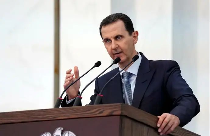 נשיא סוריה, בשאר אל אסד במהלך נאומו בפרלמנט הסורי 12 באוגוסט 2020