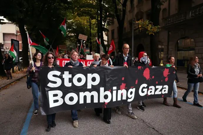 הפגנה פרו-פלסטינית באודינה