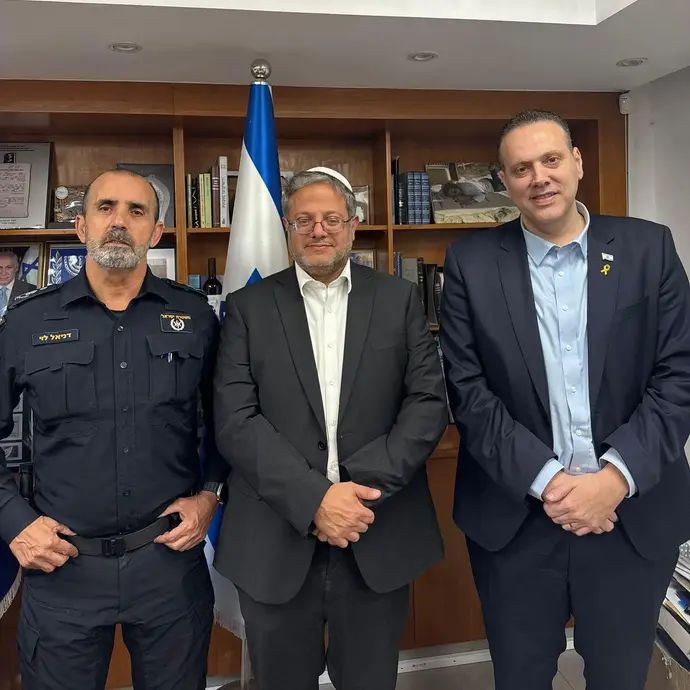 שר הספורט מיקי זוהר, השר לביטחון פנים איתמר בן גביר ומפכ"ל המשטרה דני לוי