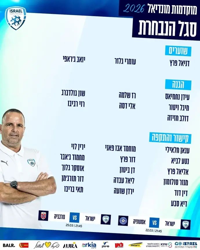 סגל נבחרת ישראל לקראת אסטוניה ונורבגיה
