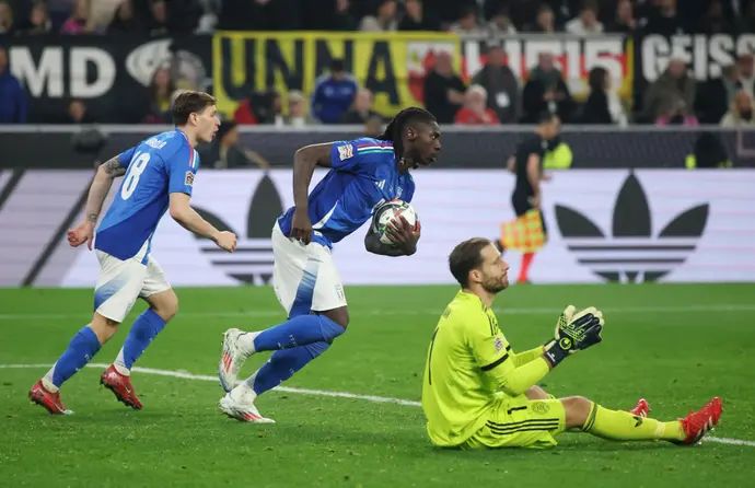 מואיז קן שחקן נבחרת איטליה אחרי שער מצמק