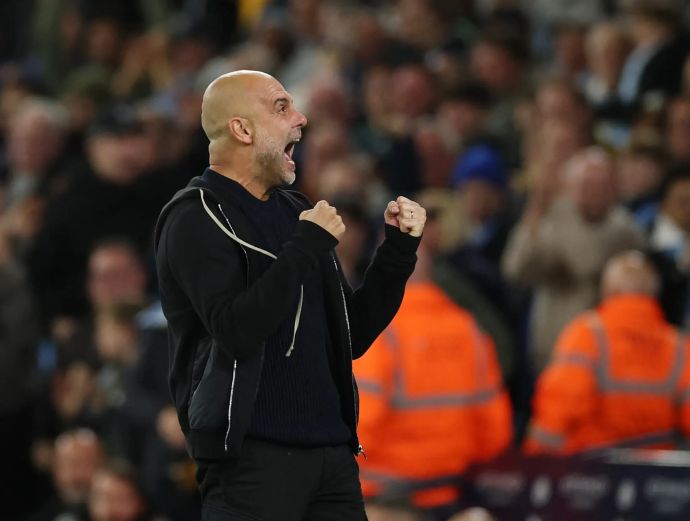 פפ גווארדיולה מאמן מנצ'סטר סיטי חוגג