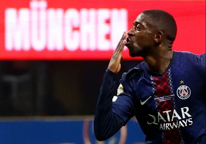 עוסמאן דמבלה שחקן פריז סן ז'רמן חוגג שער