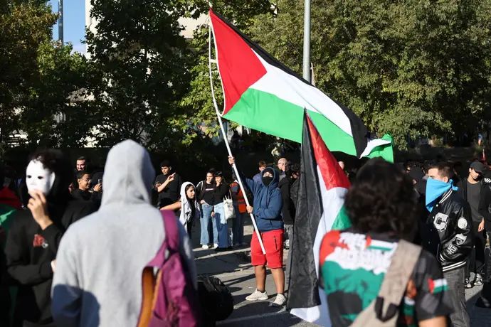 הפגנה פרו-פלסטינית מחוץ למשחק של הפועל ירושלים מול מנרסה, ספרד