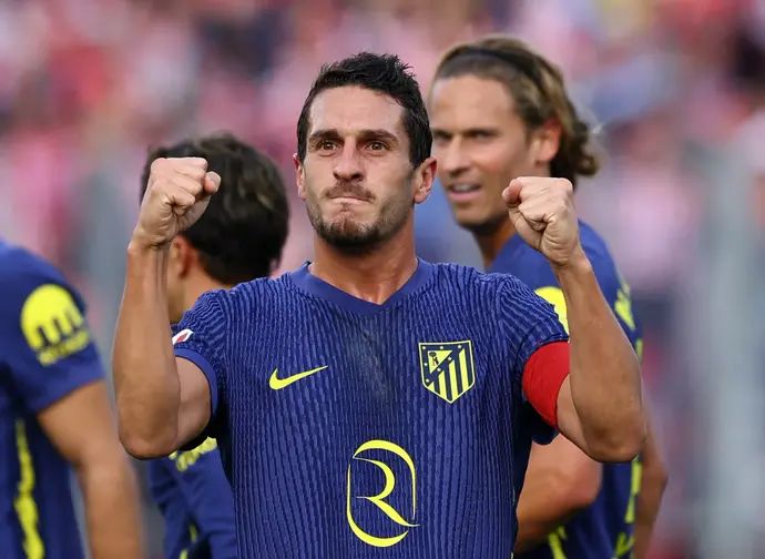 קוקה שחקן אתלטיקו מדריד חוגג שער