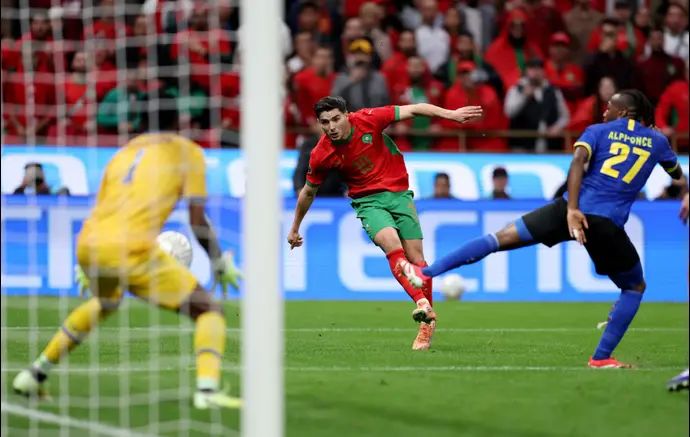 ברהים דיאס שחקן נבחרת מרוקו כובש מול נבחרת טנזניה