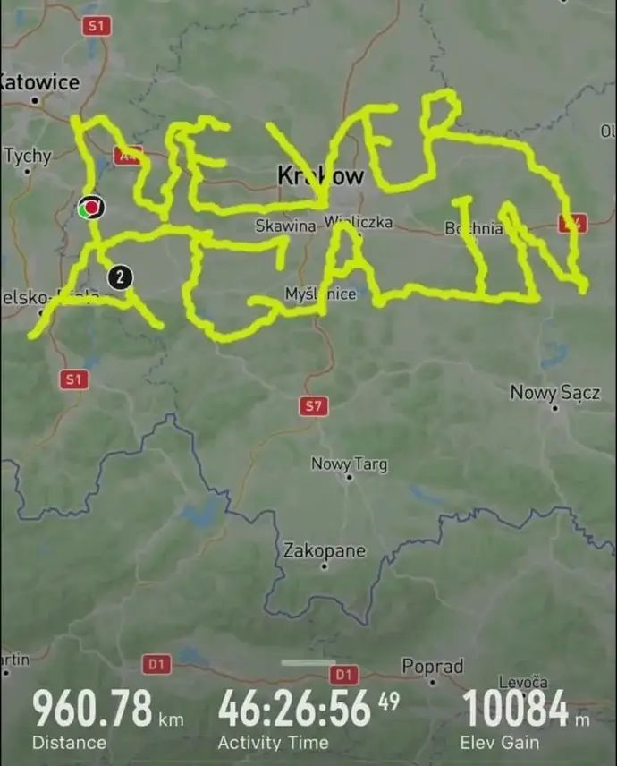 לוקאש קלמנט רוכב אופניים רוכב בצורת NEVER AGAIN