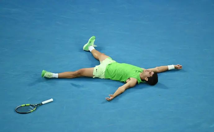 קרלוס אלקראס אחרי הניצחון בחצי גמר אליפות אוסטרליה 2026