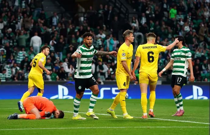 ניקיטה חייקין קולט כדור מול לואיס סוארס, בודה גלימט מול ספורטינג ליסבון