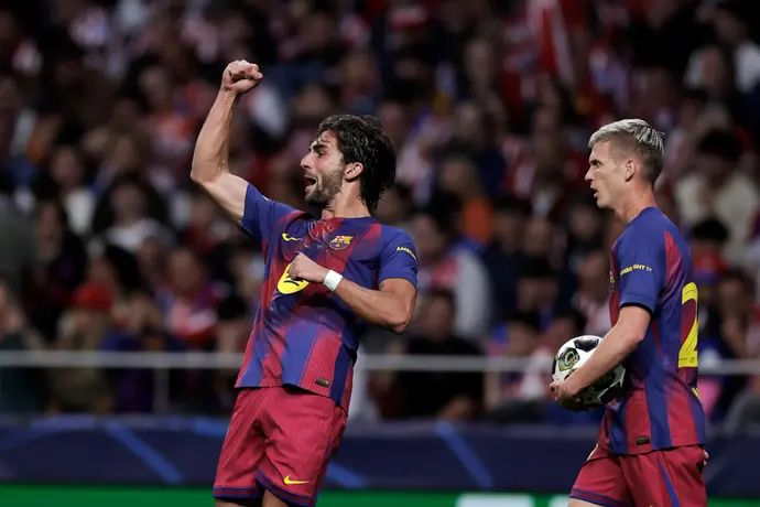 פראן טורס שחקן ברצלונה חוגג שער