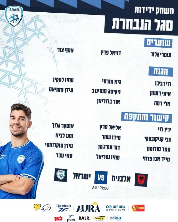 סגל נבחרת ישראל למשחק מול אלבניה
