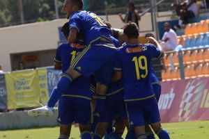 שחקני מכבי תא חוגגים ניצחון