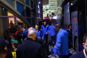 שחקני הנבחרת בדרך לאצטדיון