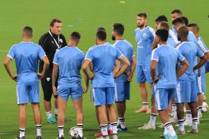 אנדי הרצוג ושחקני נבחרת ישראל