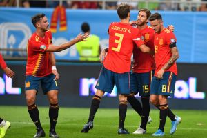 שחקני נבחרת ספרד חוגגים