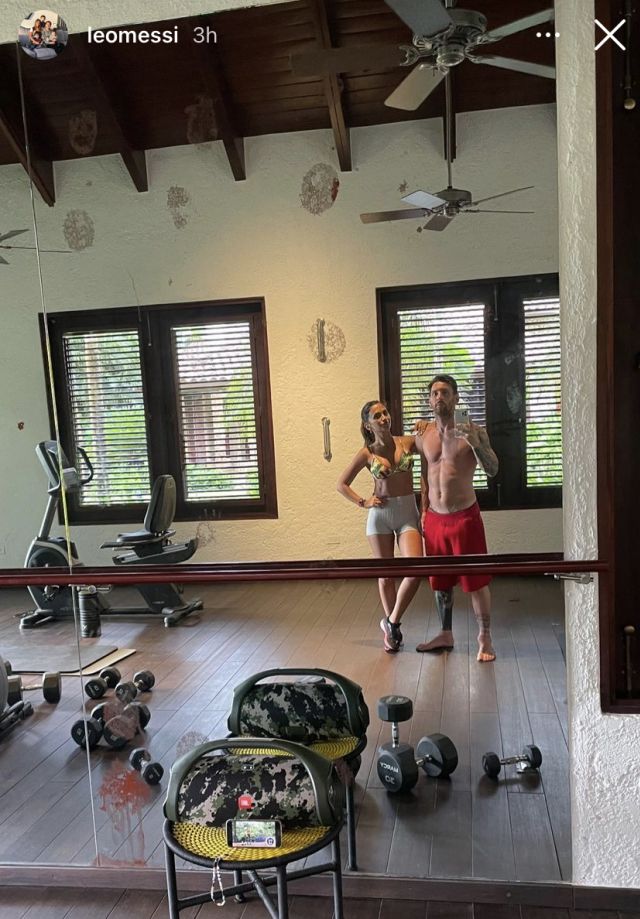 ליאו מסי ואנטונלה באימון משותף