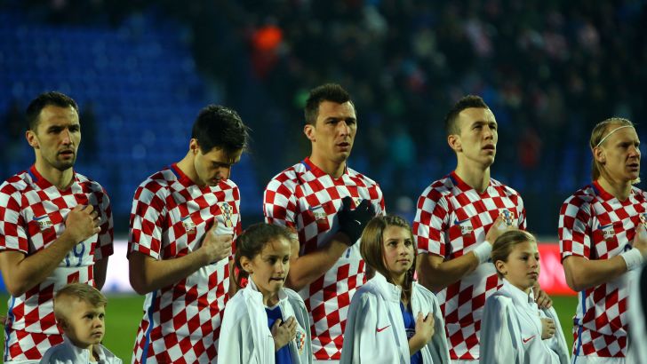 שחקני קרואטיה לפני המשחק. כולם התאמצו?