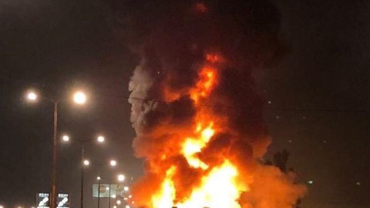 אוטובוס הכוכב האדום בלגרד נשרף