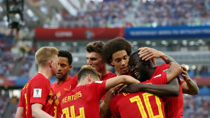 שחקני נבחרת בלגיה חוגגים
