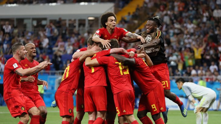 שחקני נבחרת בלגיה חוגגים