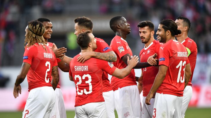 שחקני נבחרת שווייץ חוגגים