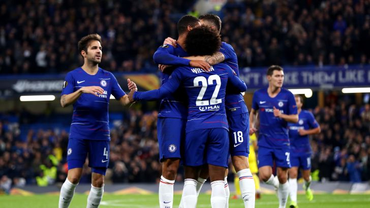 שחקני צ'לסי חוגגים