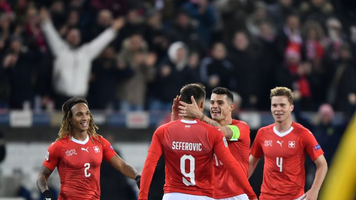 שחקני נבחרת שווייץ חוגגים