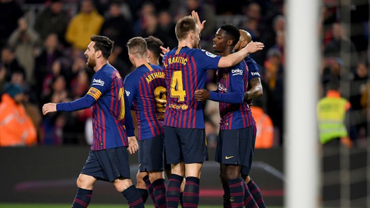 שחקני ברצלונה חוגגים