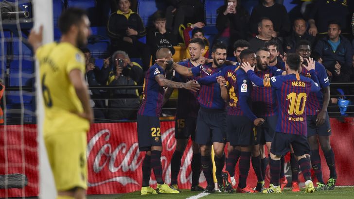 שחקני ברצלונה חוגגים