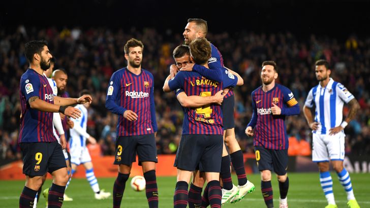 שחקני ברצלונה חוגגים