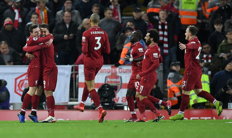 שחקני ליברפול חוגגים. מהפך מהיר וממוקד (AFP)